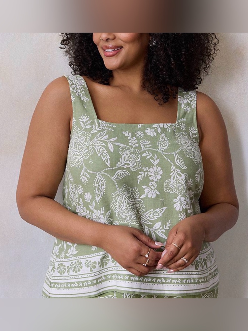 NEW…LC Lauren Conrad Floral Square-Neck Button Back Top - Picture 1 of 4